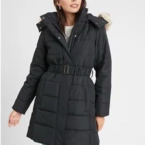Banana Republic Black Hooded Puffer Jacket